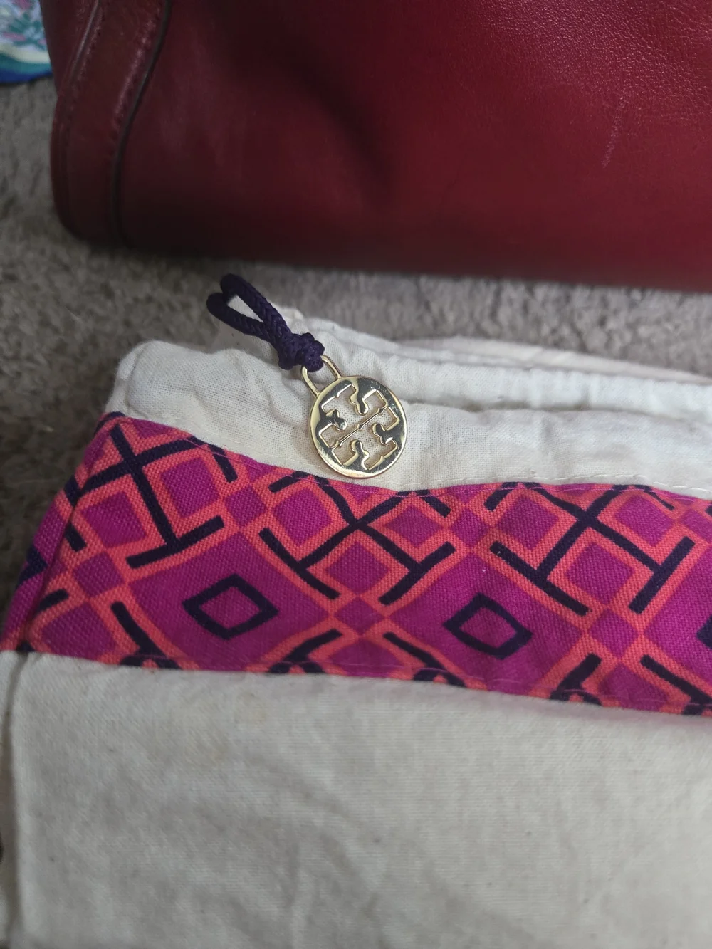 Tory Burch Red Leather Satchel with Gold Hardware With Dust Bag
